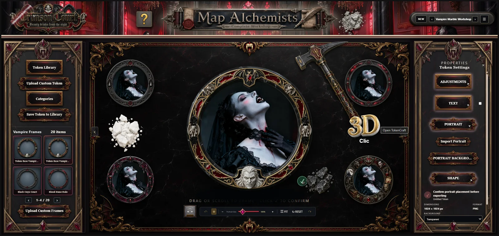 TokenCraft vampire token customization screen
